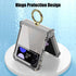 Slim Fit Transparent Hard PC Shockproof Cover for Samsung Galaxy Z Flip 4, with Ring Holder and Hinge Protection (Black)