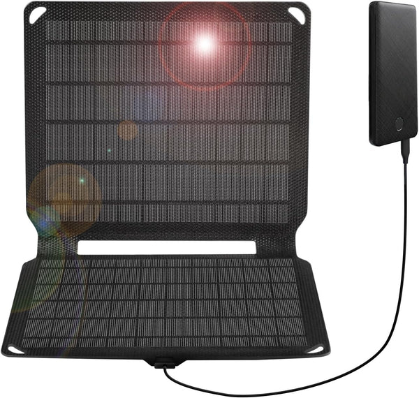 FlexSolar 10W Portable Solar Charger, 5V USB Small Power, Emergency ETFE Panels, Foldable, IP67 Waterproof for Camping,