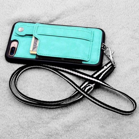 TOOVREN Upgraded iPhone 7 Plus Wallet Case, iPhone 8 Plus Wallet Case with Card Holder, Perfect for Travel, Aqua