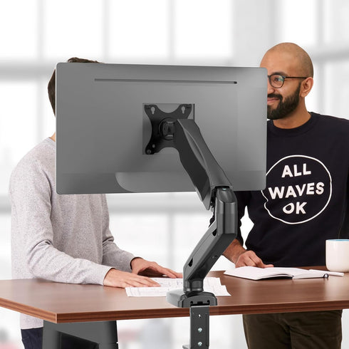 WALI 13-27 inch 19.8lbs, Grommet 75/100mm (GSMP001), Single Monitor Arm for Screens, Adjustable Single Monitor Mount