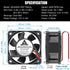 GDSTIME 60mm x 25mm 12V DC Waterproof IP67 Fan, High Speed Dual Ball Bearing Brushless Cooling Fan for Solar Battery