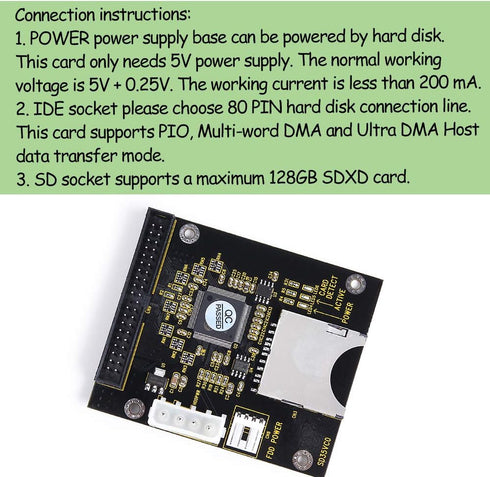 1Pcs SD SDHC Card to IDE 3.5" 40Pin Male Adapter, IDE Hard Disk Drive Adapter