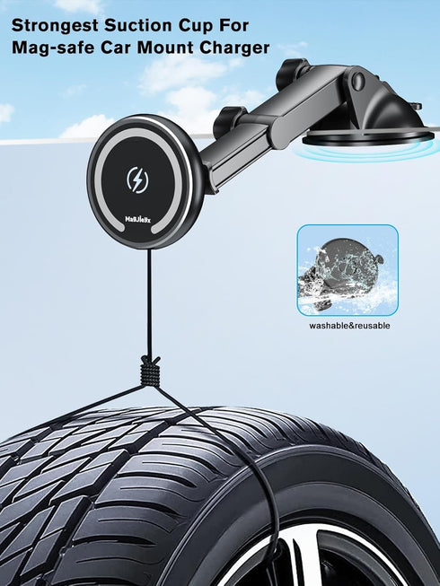 MAGJIEYX QC3.0 Adapter(38W iPhone17/16/15/14/13Plus/MagSafe for Magnetic Magsafe Car Mount Charger, Wireless Car