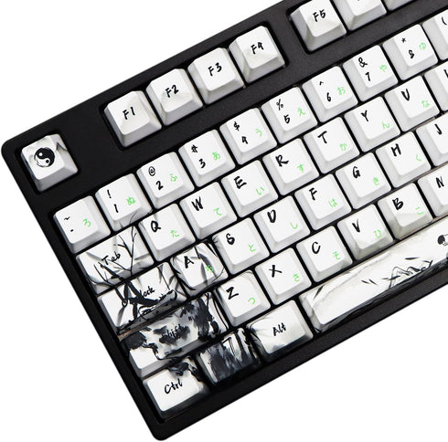 MOLGRIA Keycaps 110 Set Ink Panda for Full Sized Keyboard, Custom PBT OEM Profile with Japanese Font for Cherry MX