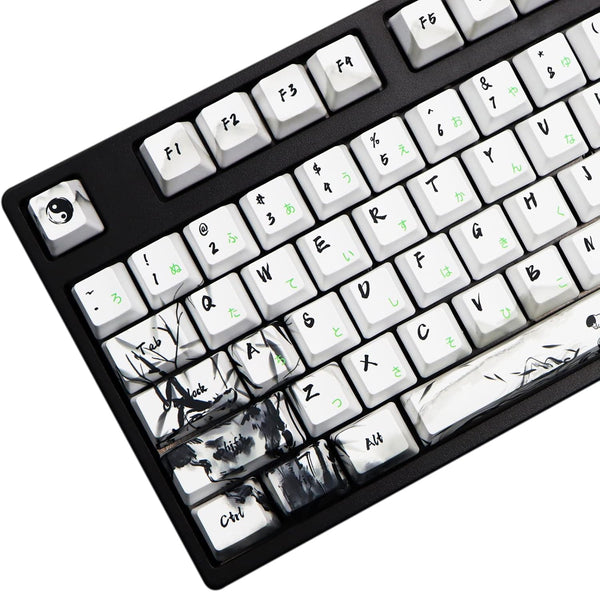 MOLGRIA Keycaps 110 Set Ink Panda for Full Sized Keyboard, Custom PBT OEM Profile with Japanese Font for Cherry MX