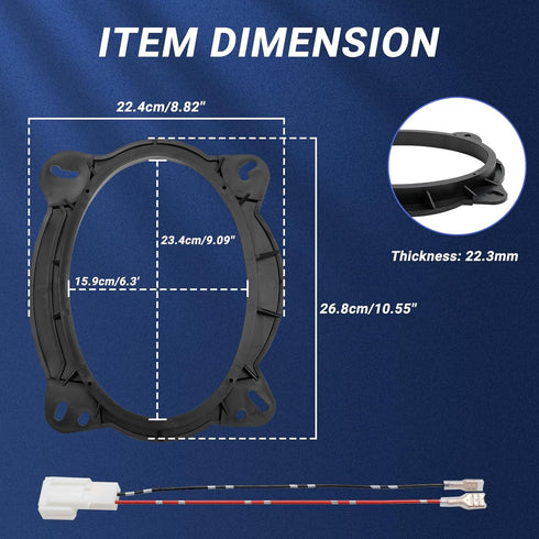 6" x 9" Speaker Spacer Covers with 2 Wiring Harness for Toyota 4