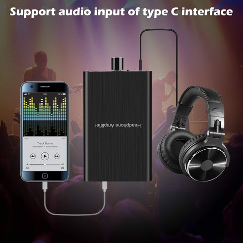 Headphone Amplifier with Bass Boost, Support 3.5mm AUX and Type-C for Mac, Phones, iPad, Xbox
