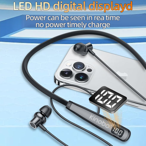 6.0 100 PlaytimeIPX7 Kinobo Neckband Bluetooth Headphones, Bluetooth Hours Sports Waterproof Earbuds with Microphone