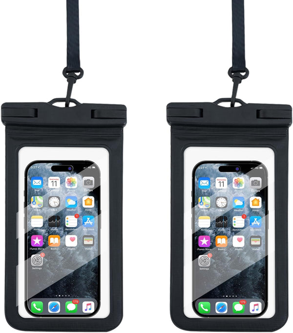 Waterproof Phone Pouch Floating, Transparent PVC Phone Case, 2 Pack Protector for iPhone 15 14 13 12 11 Pro Max Plus XS