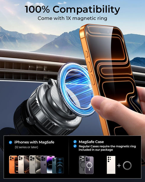 MRGLAS 2026 360 [109+LBS Upgraded Rotation Vacuum Magnetic Phone Holder Stand,for Magsafe Suction Cup Phone Mount