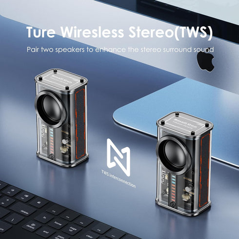 Portable Bluetooth Speaker with Lights, Transparent Wireless Mini Bluetooth Speaker with TWS, Perfect Small Speaker HD