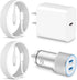 iPhone 15 Car Charger Fast Charging, 20W USB C Charger Block + 2 x 3FT USB-C to C Cable + 40W Dual USB C Adapter