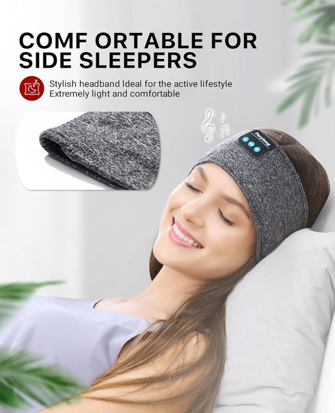 Perytong Sleep Headphones Wireless Headband, Stretchable Bluetooth 5.4 Earphones for Side Sleeping with Stereo Speakers