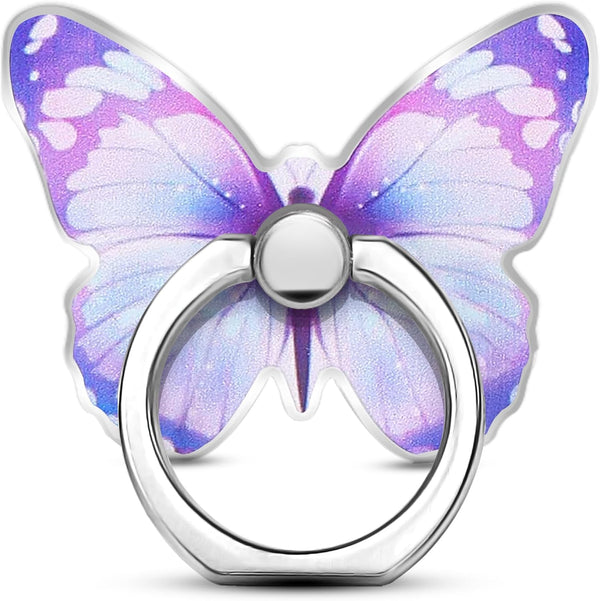 Purple Metal Cell Phone Ring Butterfly Holder, Finger Kickstand Compatible with Smartphone, Tablet, E-Reader