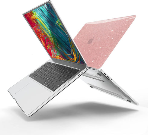 Anban Compatible with MacBook Pro 13 inch Case M2 2025-2016, Plastic Hard Shell + Keyboard Cover, Shiny Rose Gold