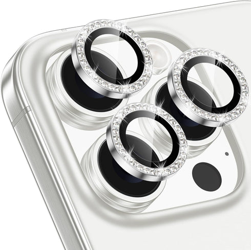 Xfilm iPhone 16 Pro/16 Pro Max Camera Lens Protector with Bling Metal Diamond Ring