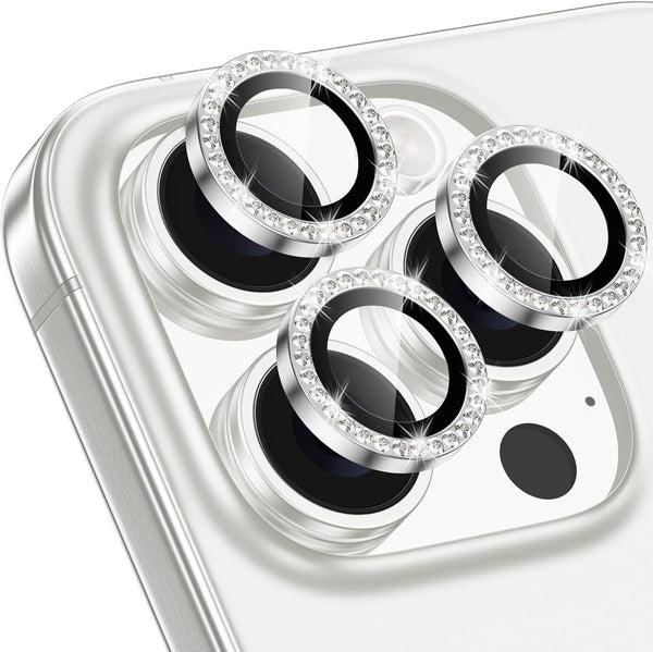 Xfilm iPhone 16 Pro/16 Pro Max Camera Lens Protector with Bling Metal Diamond Ring