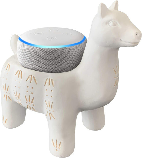 Smart Speaker Table Stand (LLama) for Amazon Echo Dot or Google Home Mini, Durable Poly-Resin