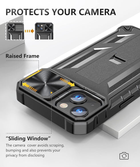 SOiOS for iPhone 16e Case 2025, iPhone 13/iPhone 14 Cover with Kickstand, Shockproof Military Grade Protective Cell