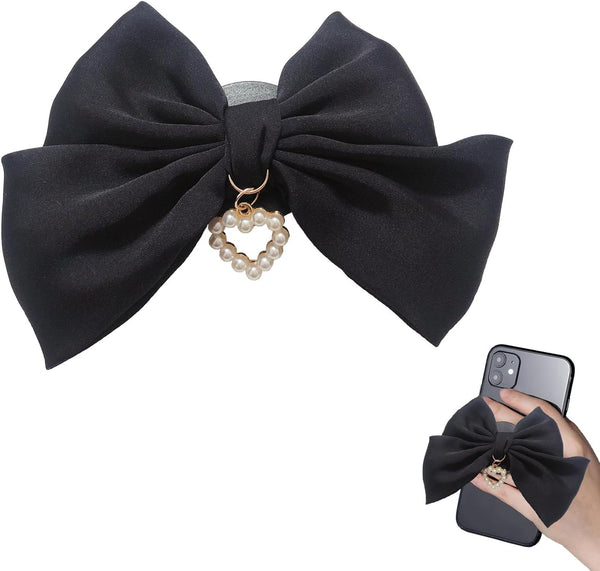 Miitoomo Cute Bow Phone Stands Fashion Cellphone Charm Grip Holder Universal Rotatable (Black)