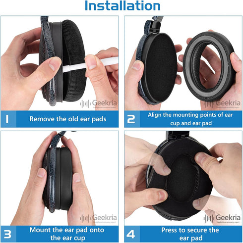 Geekria QuickFit Replacement Ear Pads for Sennheiser HD525, HD535, HD545, HD580, HD600 Headphones