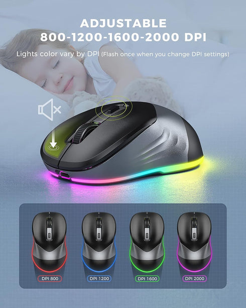 PEIOUS Wireless Mouse, Rechargeable Jiggler Mouse for Laptop - Undetectable Random Movement with On/Off Button -