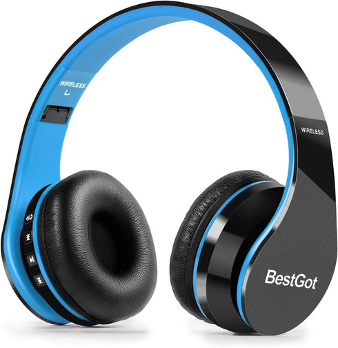 2024 Kids Bluetooth Headphones BT6002 Wireless Headphones for Kids Children Adults for School Foldable Headset for 18 Hours for PC/Phone/Tablets/TV (Black/Blue)