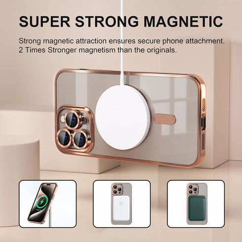 iPhone 15 Pro Max Case with MagSafe - Gold, Soft Clear, Military Grade Drop Protection, Never Yellowing, Full Camera