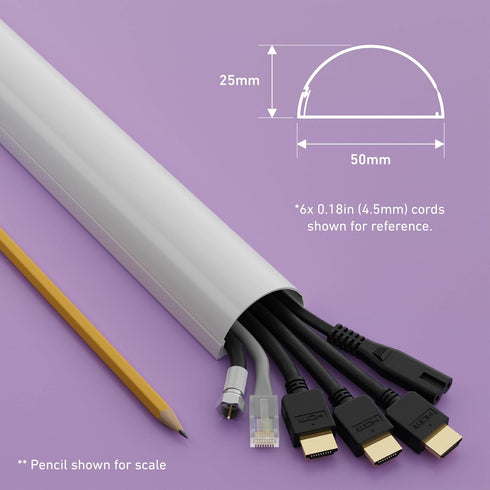 D-Line Half Round Cord Hider, Patented Cable Cover for TV Wall Mount Wires, White