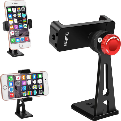 Phone Holder for Tripod, Metal Cellphone Adapter with 360 Degree Rotation for iPhone X, XS, XR, Samsung Galaxy S10