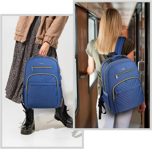 YAMTION 15.6 Inch Laptop Backpack for Women, USB Backpack for Business Work Office, Dark Blue