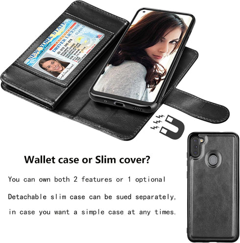 Njjex Galaxy A11 Case for Samsung Galaxy A11, Wallet Case with 9 Card Slots, PU Leather Folio Flip, Detachable