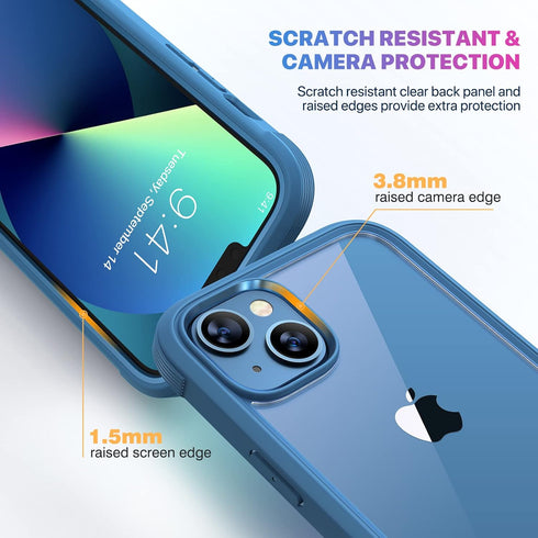 Diaclara Designed Case for iPhone 13, Full Body Rugged Case with Built-in Anti-Scratch Screen Protector, Soft TPU