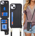 Cavor for iPhone 15 Case with Card Holder, Wallet Case for Women, Crossbody Lanyard and Wristlet, Leather Zipper Pocket
