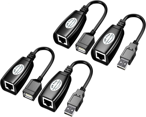SNLLMZI USB Over Cat6, RJ45 Extender Over Cat5/Cat5e/Cat6/Cat7/Cat8 Cable Connector Adapter, 2 Pairs