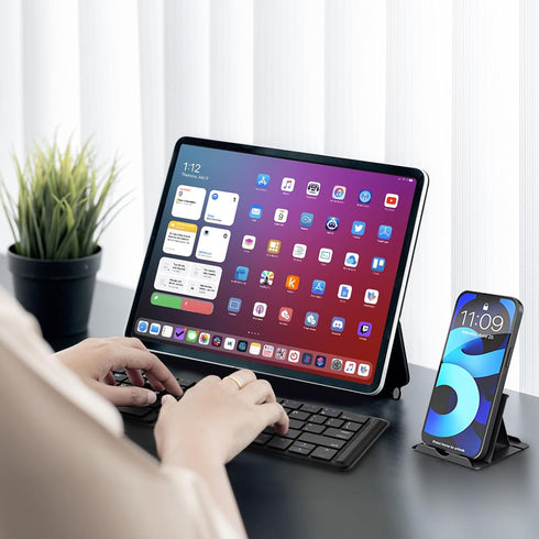 OMOTON Foldable Bluetooth Keyboard, Wireless Folding Keyboard, Multi-Device and Rechargeable, Portable for iPhone,