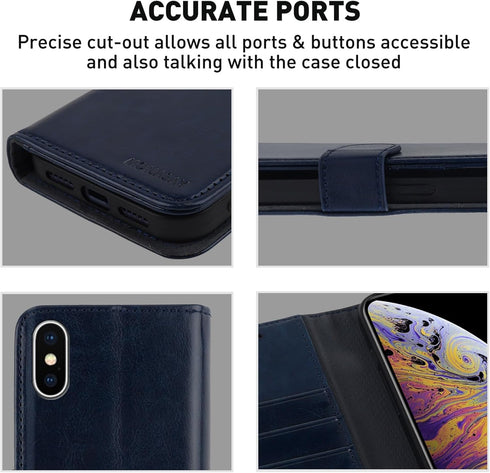 MONASAY Wallet Case for iPhone Xs MAX, 6.5-inch, Glass Screen Protector Included, RFID Blocking Flip Folio Cover