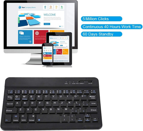 VBESTLIFE 7in Slim Lightweight Bluetooth Keyboard for Android iOS Win, Portable Aluminum Alloy Wireless USB Keyboard
