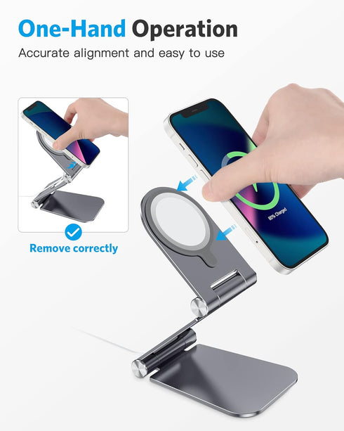 OMOTON Stand for MagSafe Charger, Foldable Phone Holder for MagSafe Accessories, Compatible with iPhone 12-16