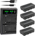 Kastar 4-Pack NP-F550 / NP-F570 Battery and USB Charger for DC-55 5.5" 4K HDMI On-Camera Monitor