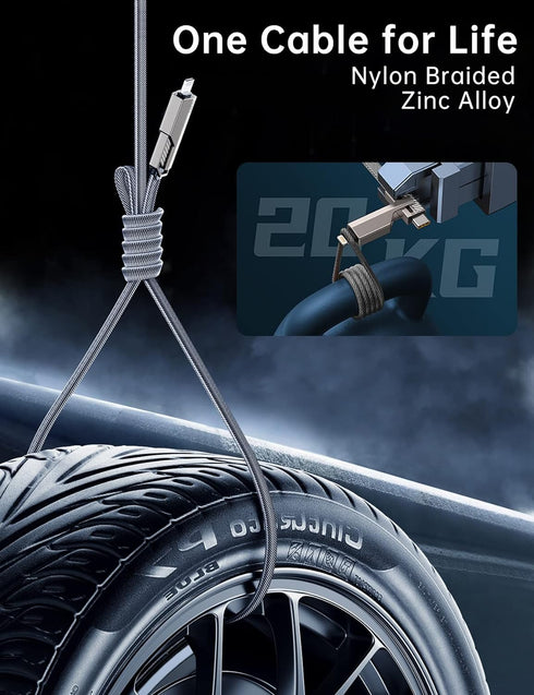 One is Enough 4In1 USB C to Lightning Cable - 45W High-Speed Charging & Fast Data Transfer for iPhone iPad Samsung