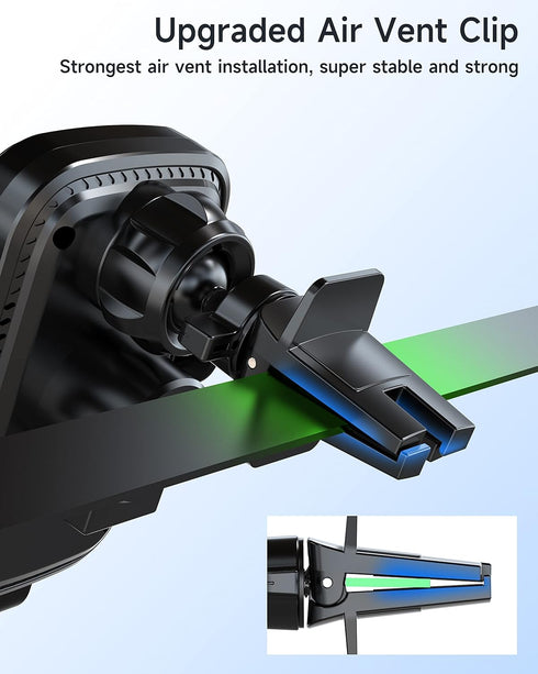 ZOOAUX Wireless Car Charger Vent Mount, 15W Fast Charging Auto-Clamping Car Phone Holder for iPhone and Samsung