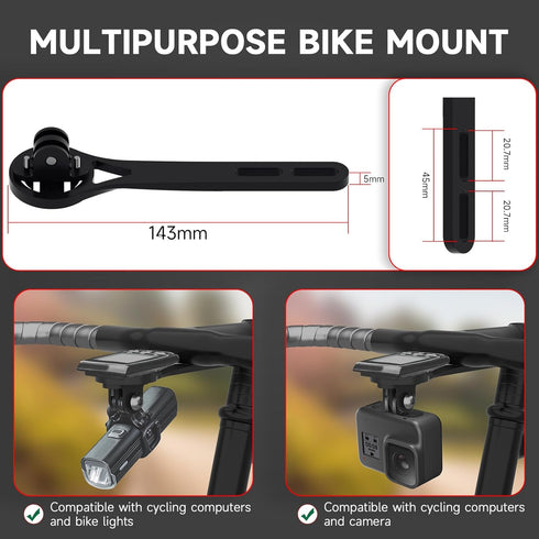 Aero Integrated Handlebar Bike Computer Mount for Wahoo Elemnt, Garmin Edge, Bryton Rider, Stages Dash, GoPro Attachment