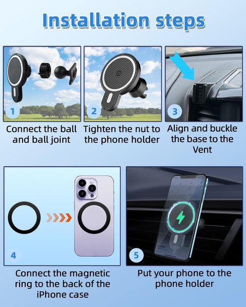 PZK 2019 2020-2023 2024 2025 15W 360 (8.4 inch Car Phone Holder for Dodge RAM Accessories Custom Air Vent Car Phone