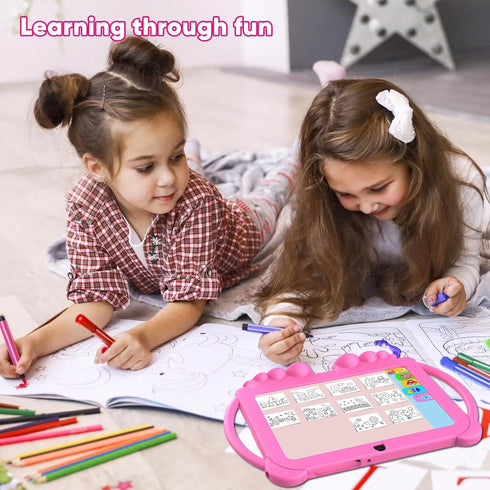 Kids Tablet 7 inch, Android 12 Tablet for Kids, 4GB RAM 32GB ROM, 512GB Expansion, with Parental Control, Pink