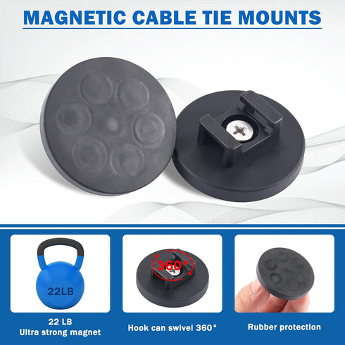 15 50 20 Organization(43mm 85 Magnetic Cable Zip Tie Mounts, Pcs Heavy Duty Magnet Wire Holder Automotive Multipurpose