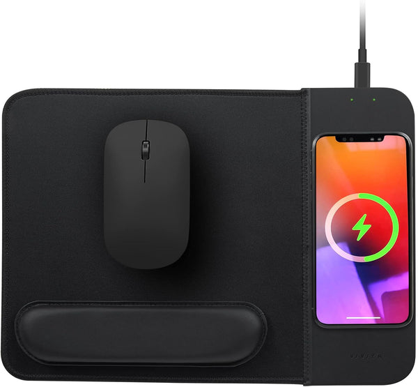 15W Wireless Charging Mouse Pad with Wrist Support - Fast Qi Wireless Charger Mouse Mat for iPhone 14/13/12/12