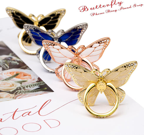 Butterfly Cell Phone Ring Grip Holder, 360 Degrees Rotation Stand for iPhone and Android Phones