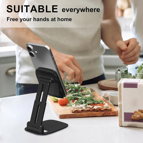 DEERLAMN 16/15/14/13/12/11 Cell Phone Stand for Desk, Height Adjustable Cell Phone Holder Portable Desktop Stand