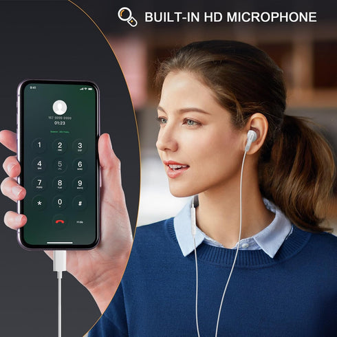 Type C Earbuds USB C Headphones for iPhone 15/15 Pro/15 Pro Max Samsung S24 with Microphone Noise Isolation Stereo